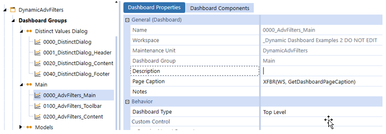 The Page Caption of the dashboard displaying the assembly file returning a page caption.